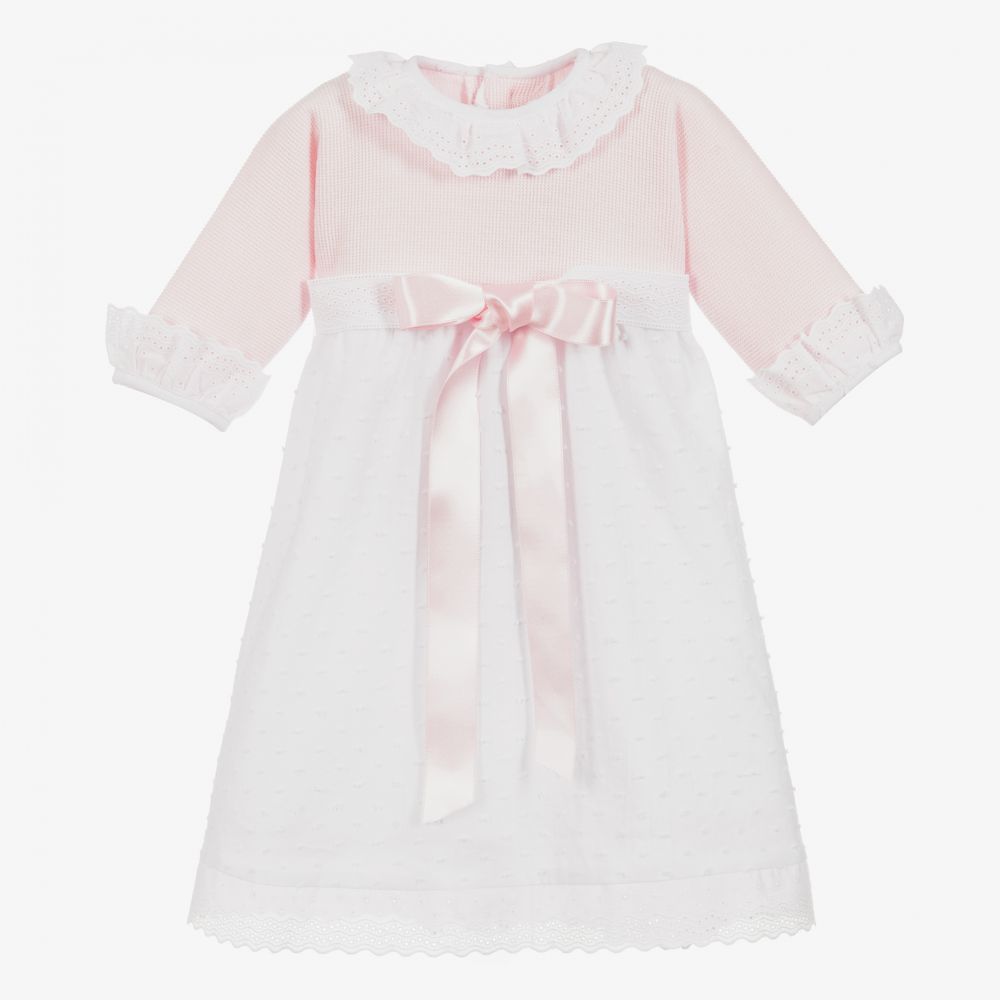 Ancar -  Бело-розовое домашнее платье из хлопка | Childrensalon