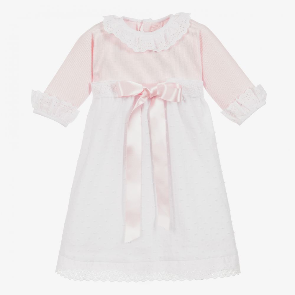 Ancar- Pink & White Cotton Day Gown | Childrensalon Outlet