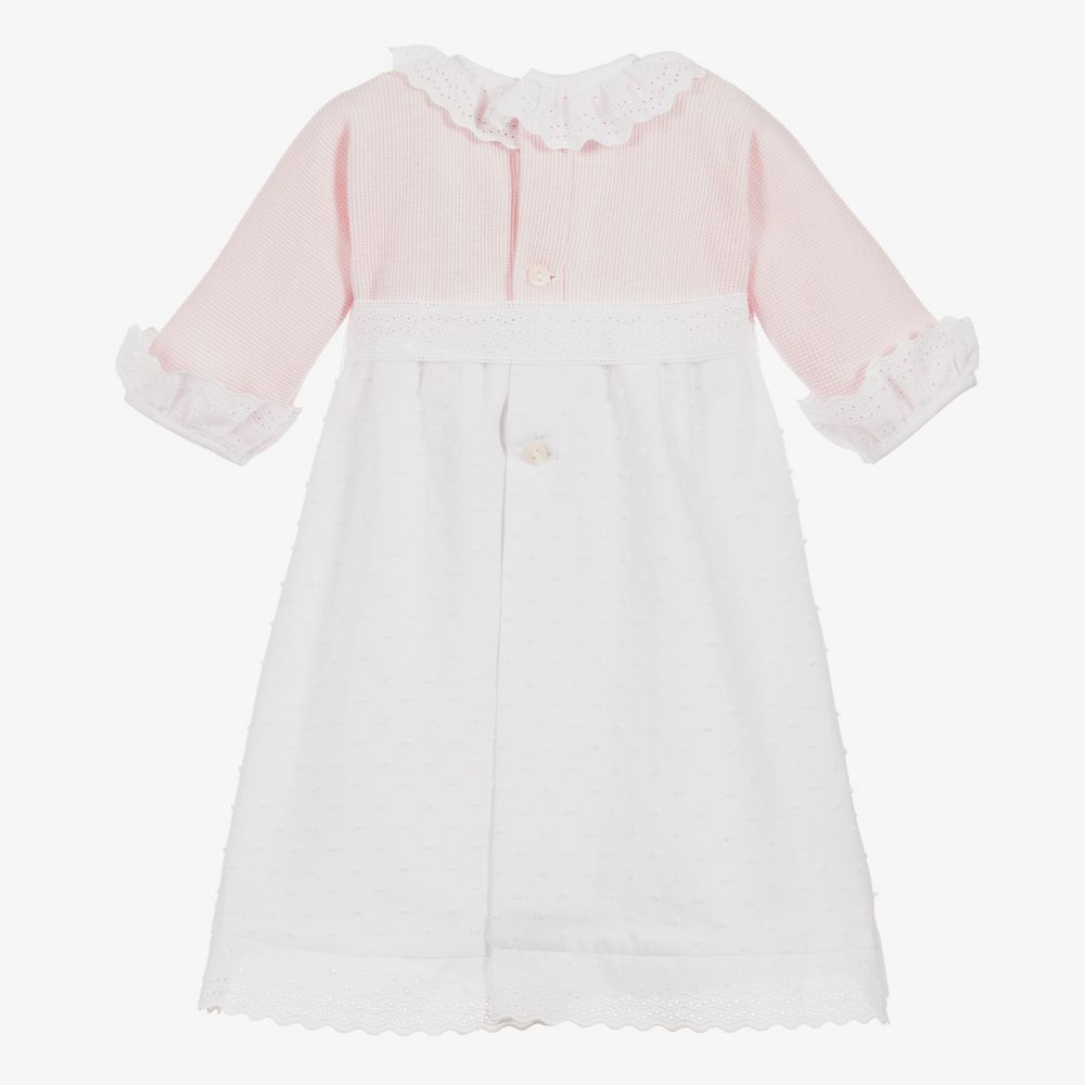 Ancar Pink White Cotton Day Gown