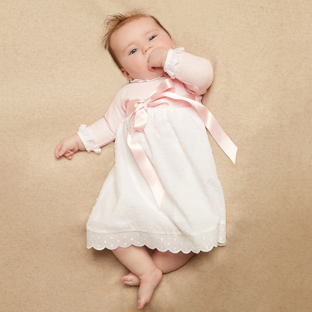 Ancar Pink White Cotton Day Gown Childrensalon Outlet