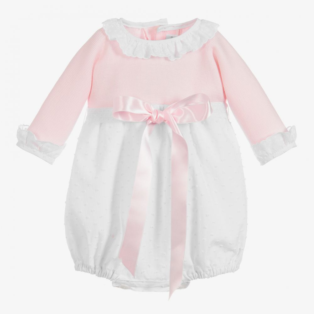 Ancar - Combi-short rose et blanche en coton | Childrensalon