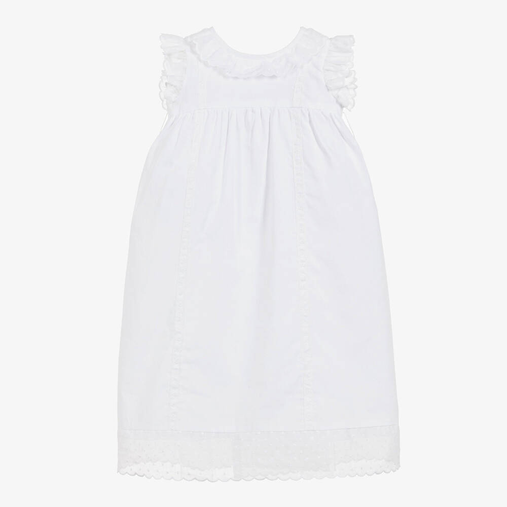 Ancar-White & Blue Cotton Day Gown | Childrensalon Outlet