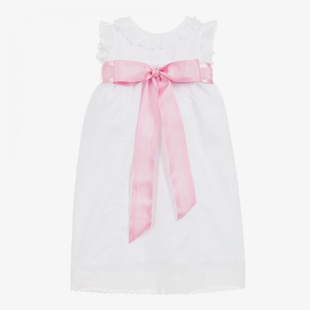 Ancar - White Cotton Baby Day Gown | Childrensalon