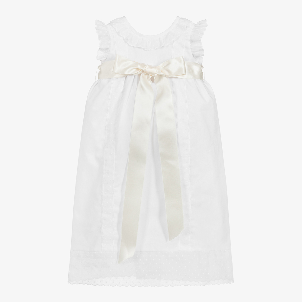 Ancar - White & Ivory Cotton Day Gown | Childrensalon