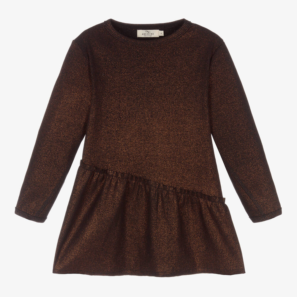 Andorine - Black & Bronze Jersey Dress | Childrensalon
