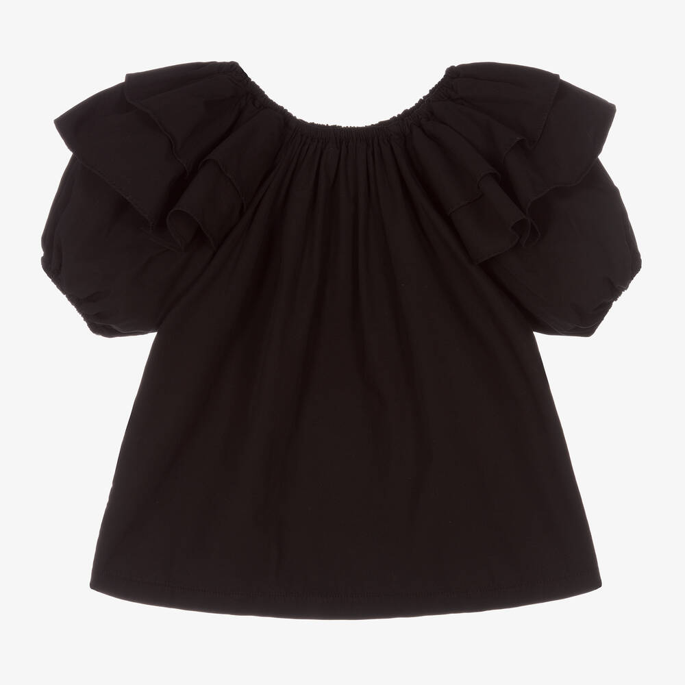 Andorine-Girls Black Cotton Blouse | Childrensalon Outlet