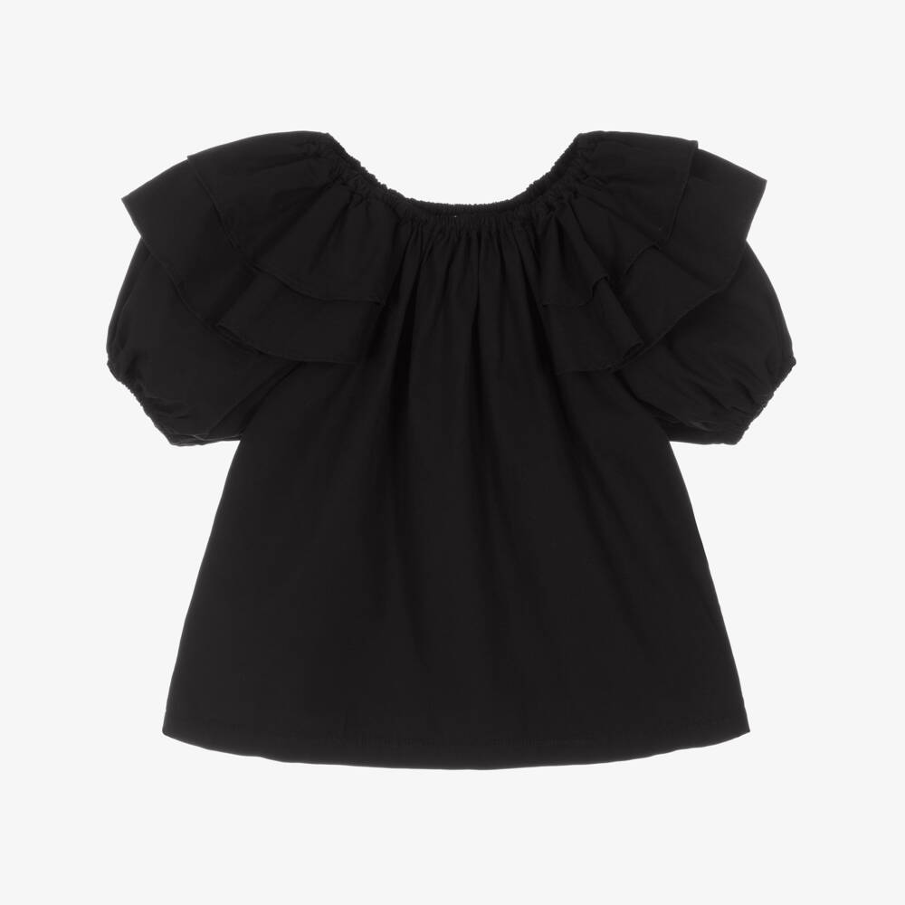 Andorine-Girls Black Cotton Blouse | Childrensalon Outlet