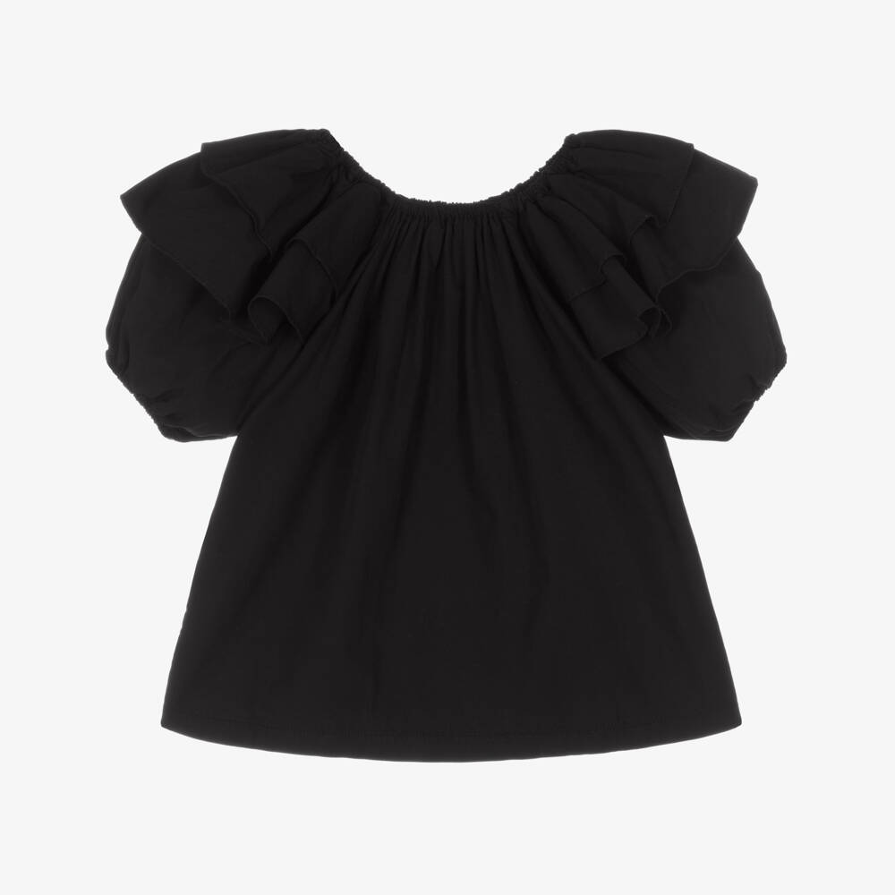 Andorine-Girls Black Cotton Blouse | Childrensalon Outlet