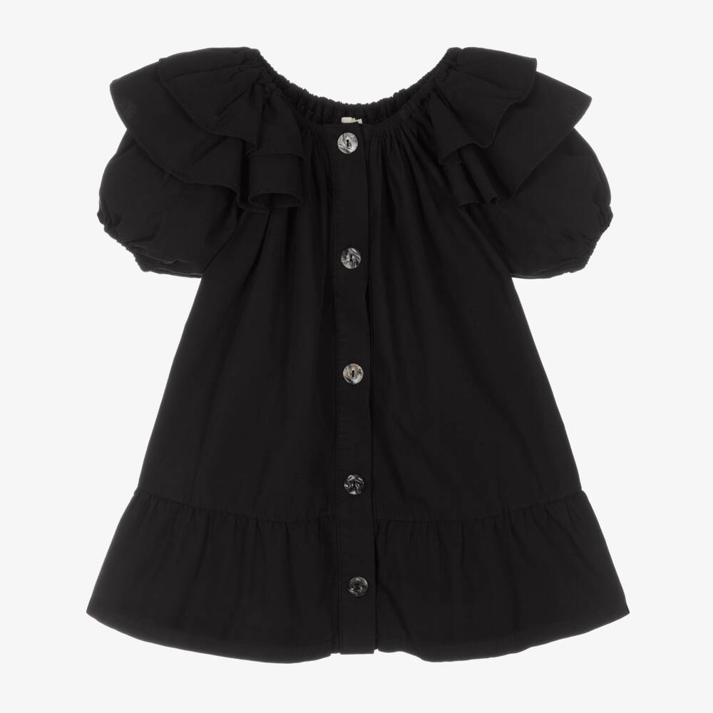 Andorine-Girls Black Cotton Dress | Childrensalon Outlet