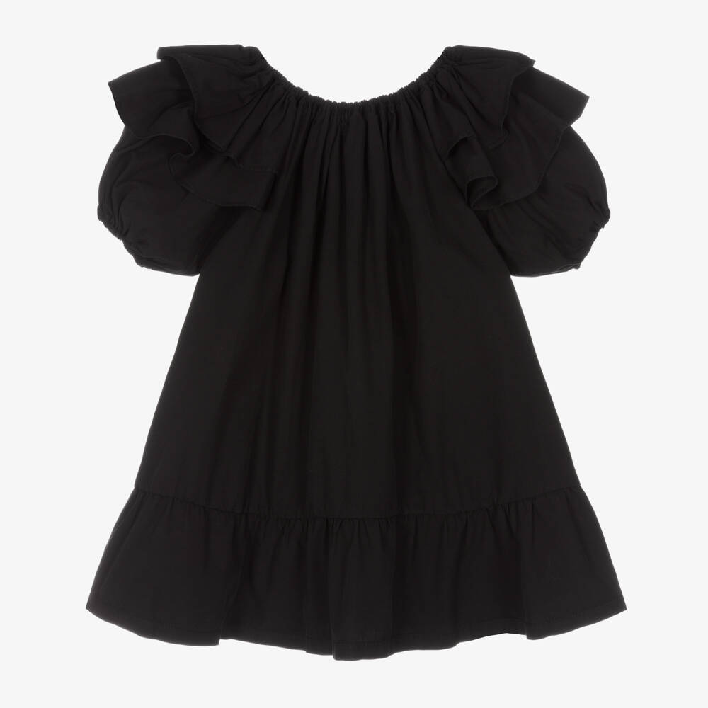 Andorine-Girls Black Cotton Dress | Childrensalon Outlet