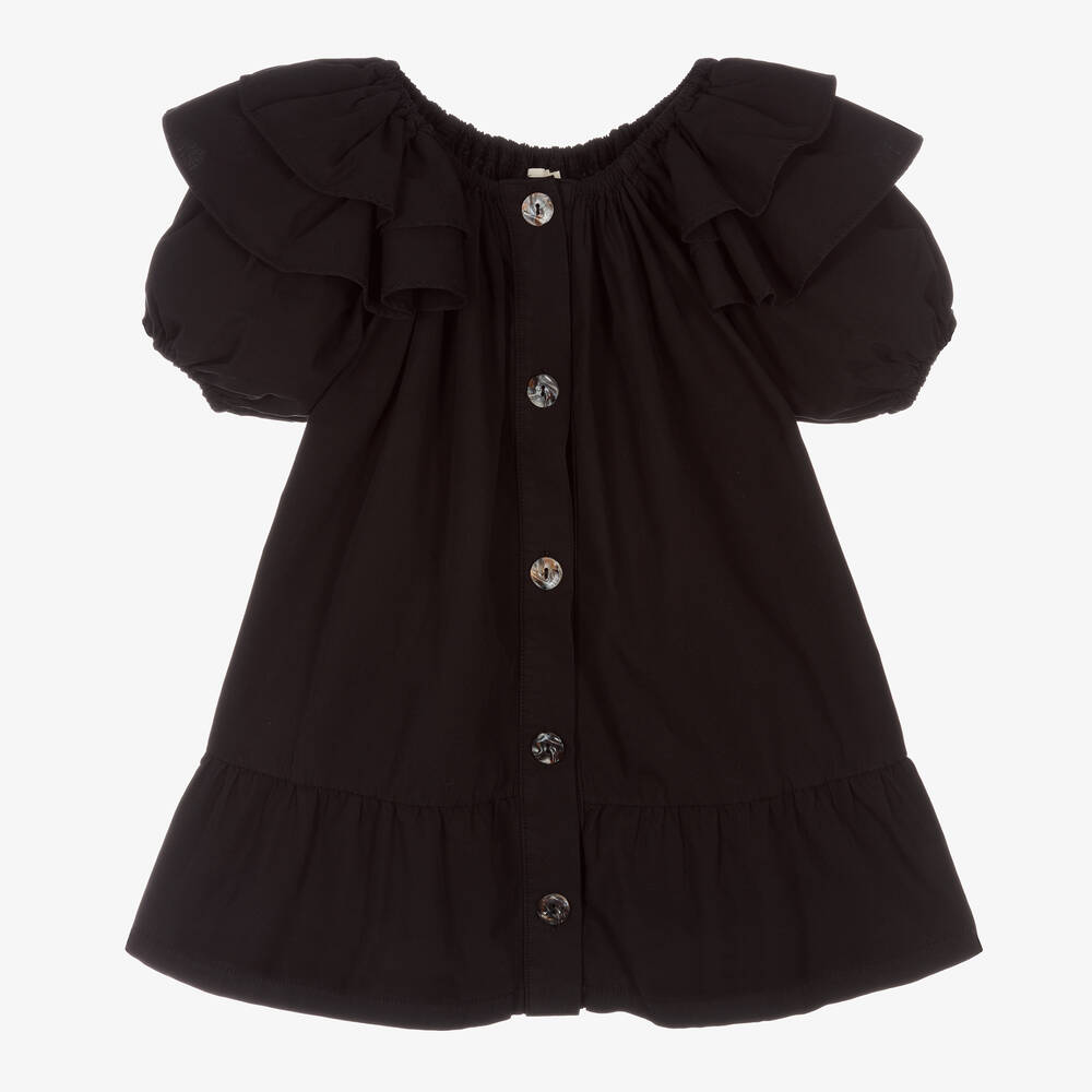 Andorine - Girls Black Cotton Dress | Childrensalon Outlet