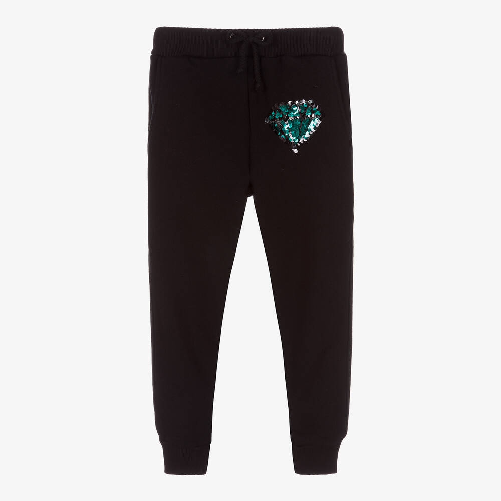 Andorine - Girls Black Cotton Joggers | Childrensalon