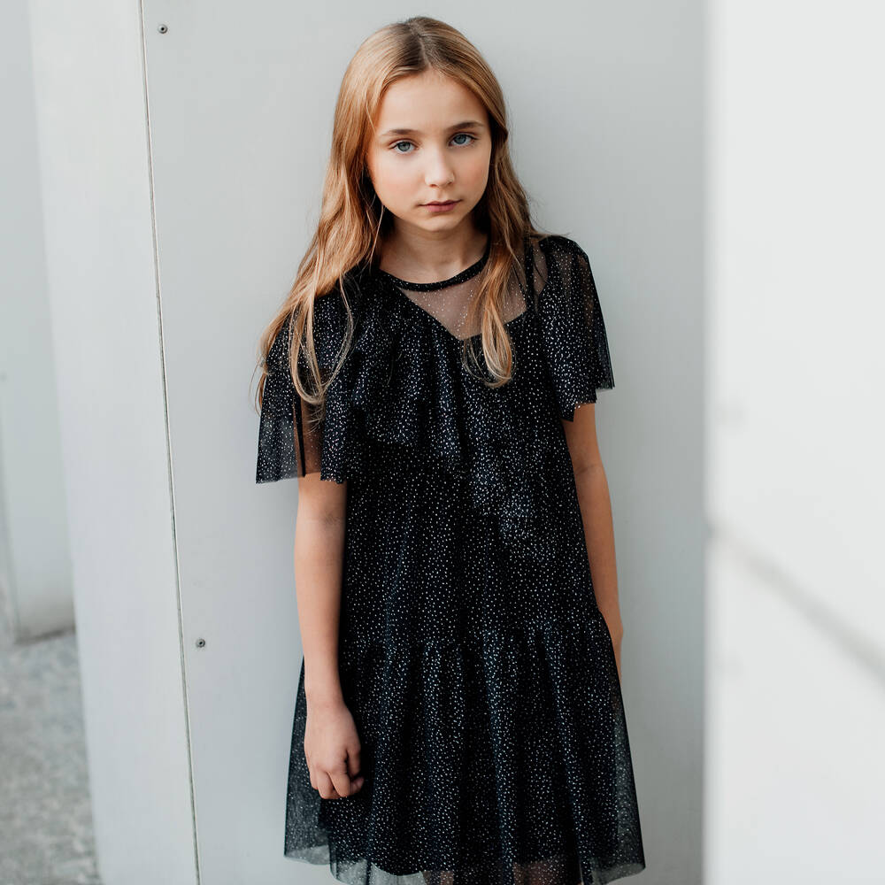 Andorine-Girls Black Tulle Dress | Childrensalon Outlet