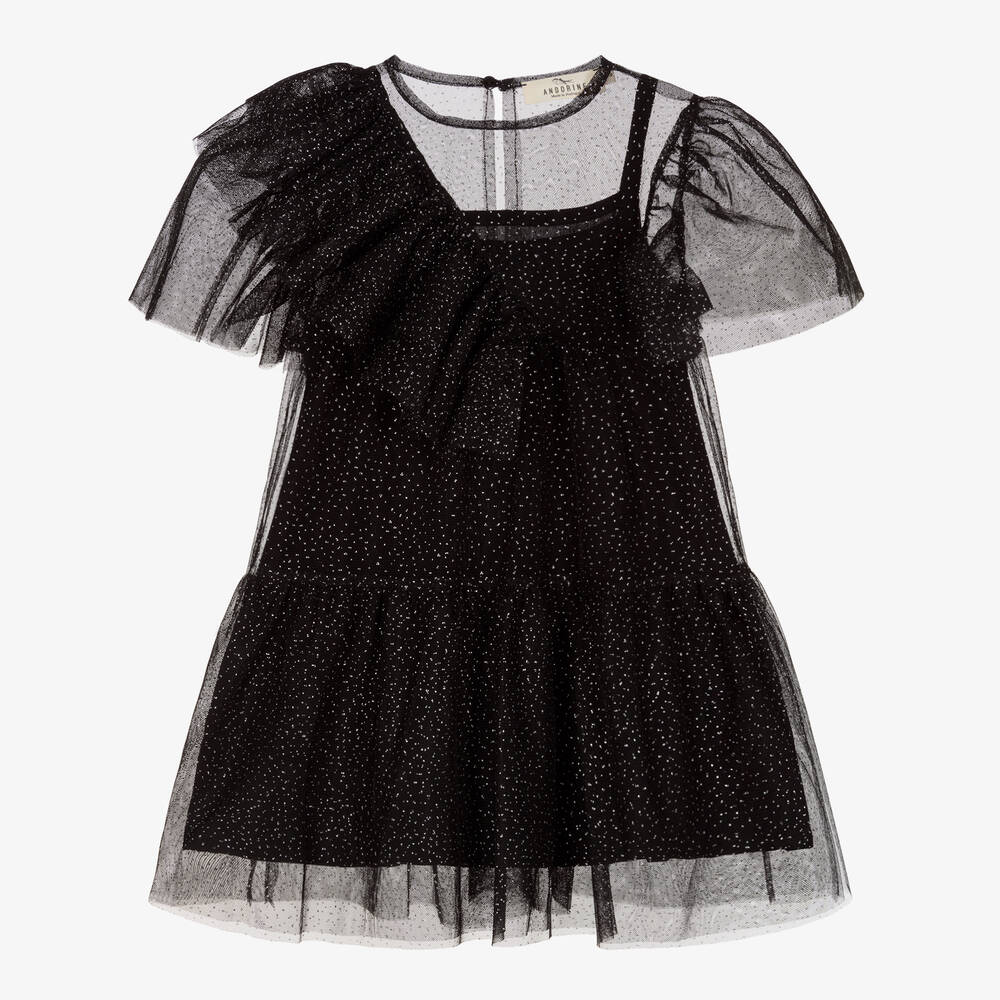 Andorine - Girls Black Tulle Dress | Childrensalon