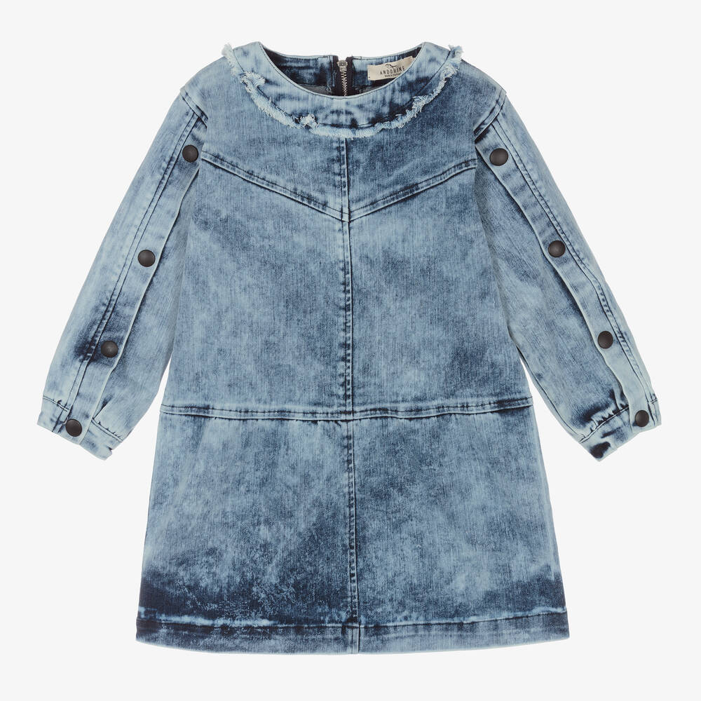 Andorine - Girls Blue Stretch Denim Dress | Childrensalon