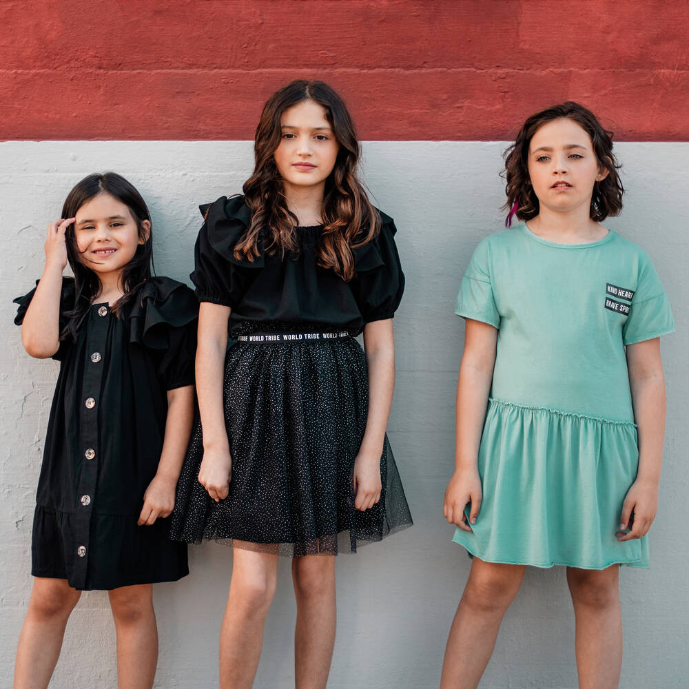 Andorine-Girls Green Cotton Dress | Childrensalon Outlet