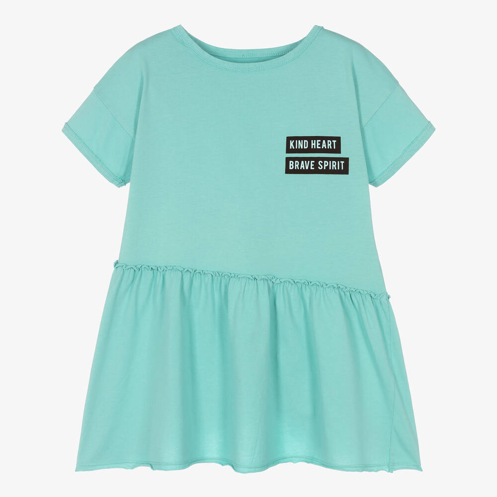 Andorine - Girls Green Cotton Dress | Childrensalon