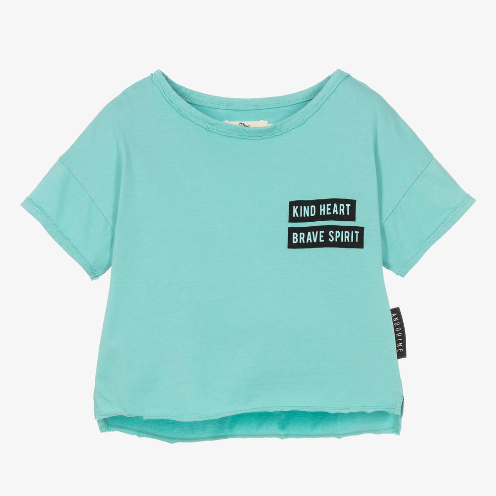 Andorine - Girls Green Cotton T-Shirt | Childrensalon