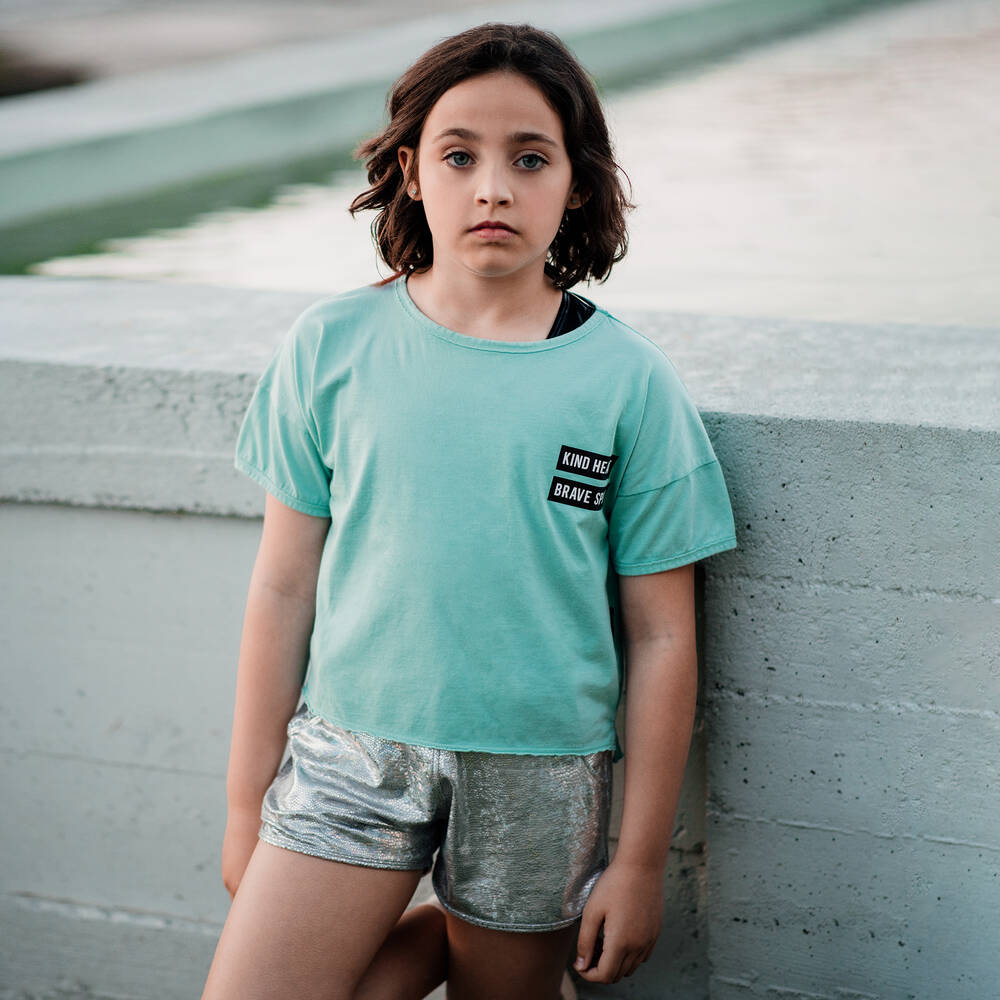 Andorine-Girls Green Cotton T-Shirt | Childrensalon Outlet