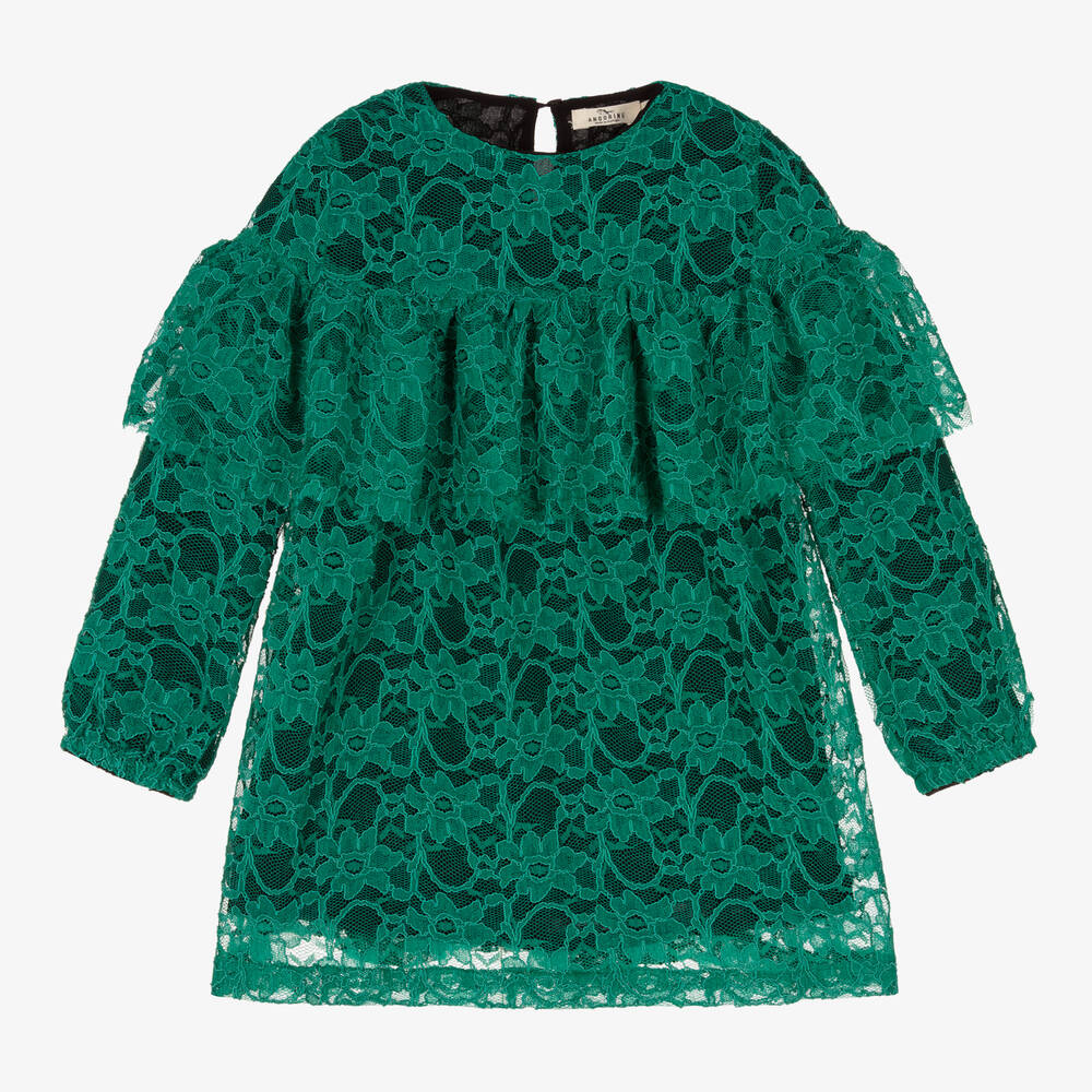 Andorine - Girls Green Lace Dress | Childrensalon
