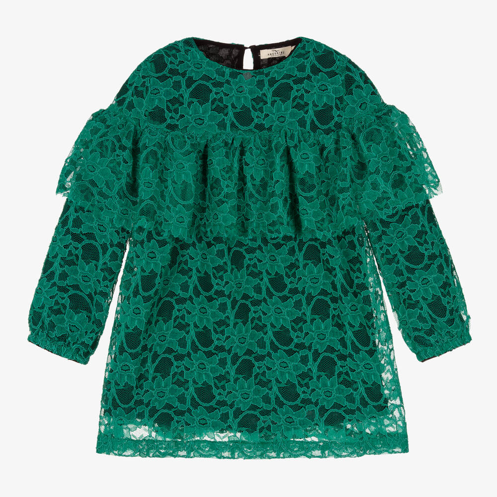 Andorine-Girls Green Lace Dress | Childrensalon Outlet