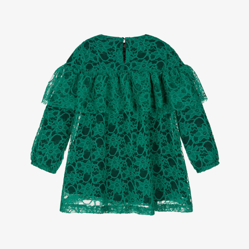 Andorine-Girls Green Lace Dress | Childrensalon Outlet
