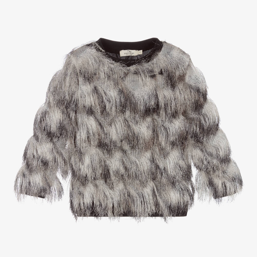 Andorine-Girls Grey & Black Sweatshirt | Childrensalon Outlet