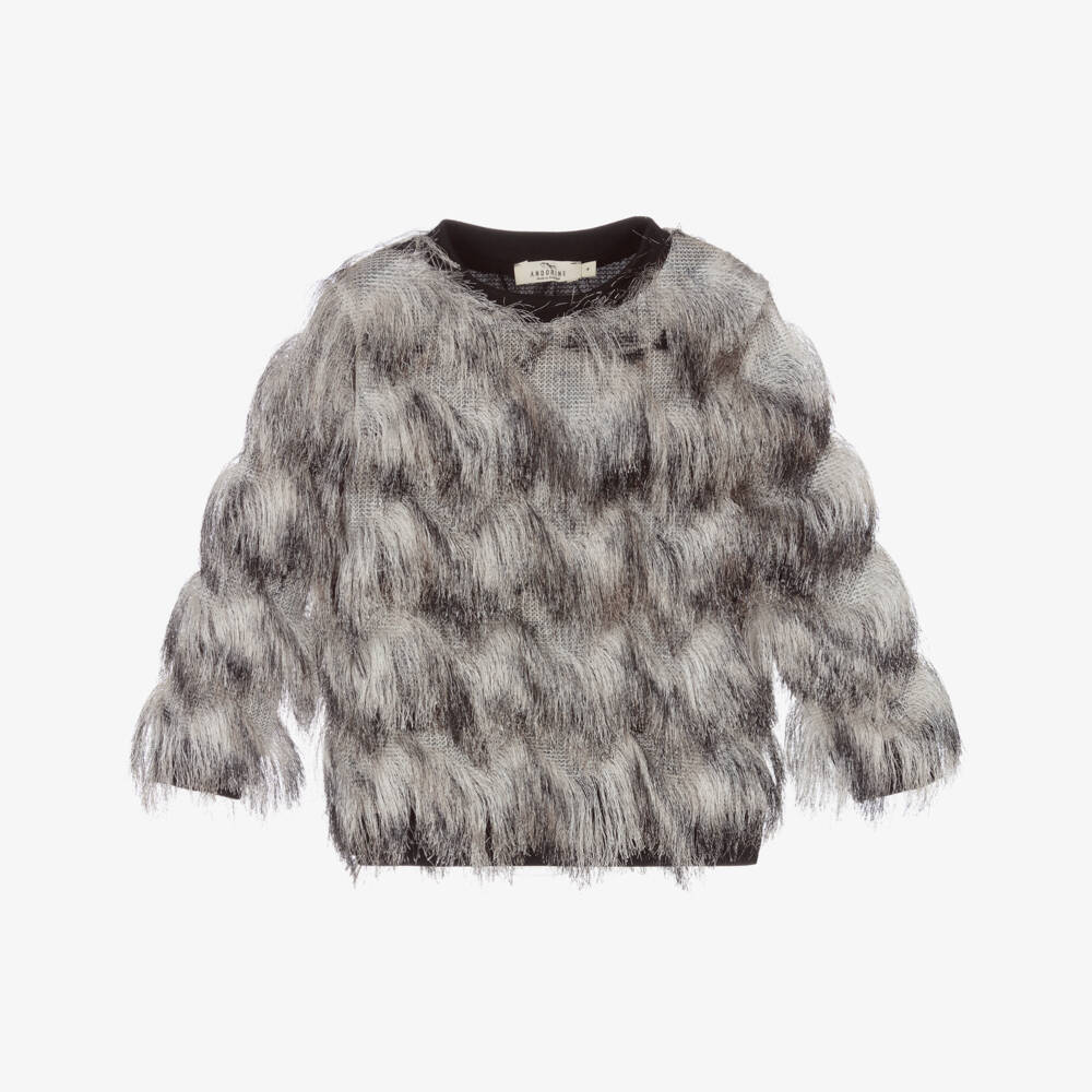Andorine-Girls Grey & Black Sweatshirt | Childrensalon Outlet