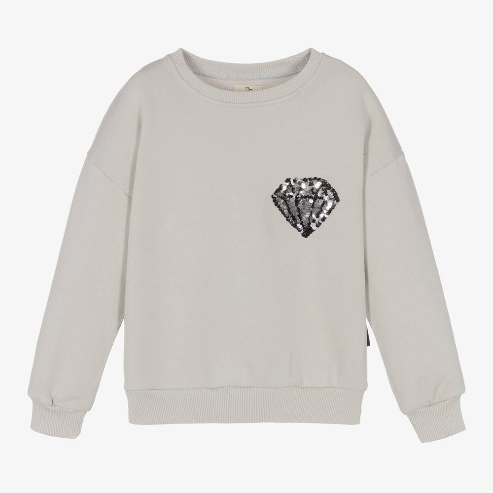 Andorine - Girls Grey Cotton Sweatshirt | Childrensalon