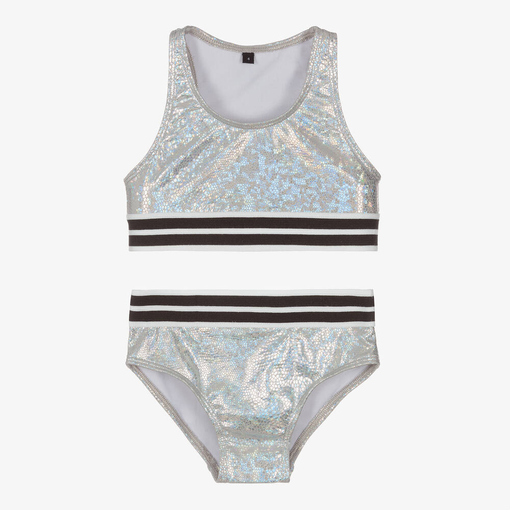 Andorine-Girls Iridescent Silver Bikini | Childrensalon Outlet