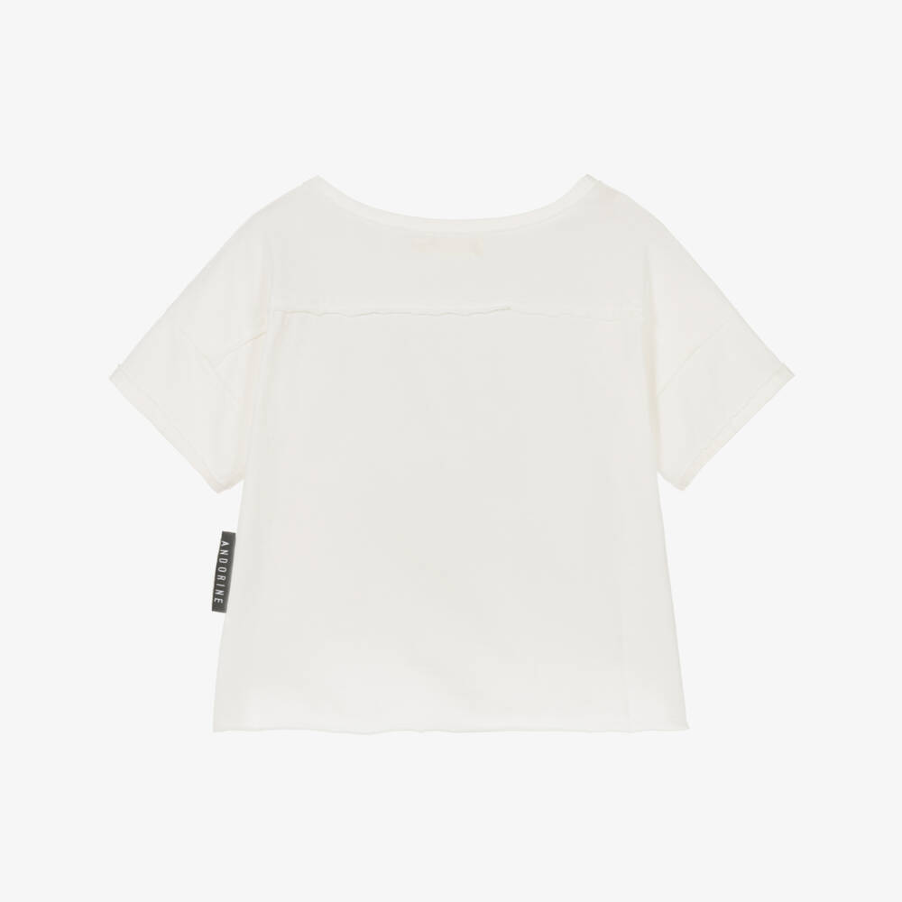 Andorine-Girls Ivory Cotton T-Shirt | Childrensalon Outlet