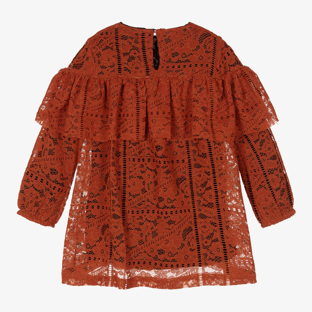 Andorine-Girls Orange Lace Dress | Childrensalon Outlet