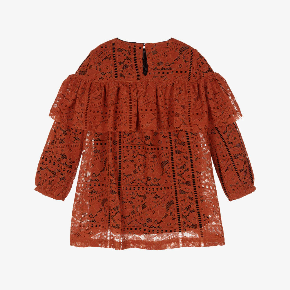 Andorine-Girls Orange Lace Dress | Childrensalon Outlet