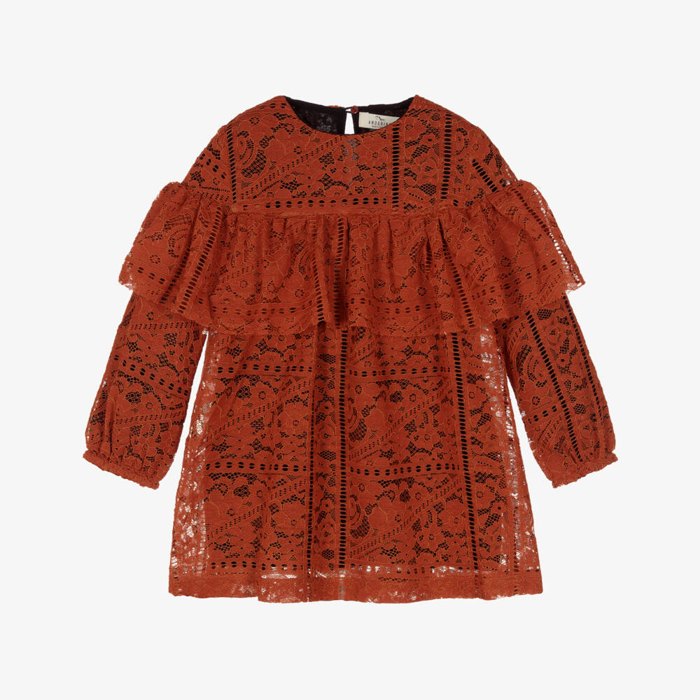 Andorine-Girls Orange Lace Dress | Childrensalon Outlet