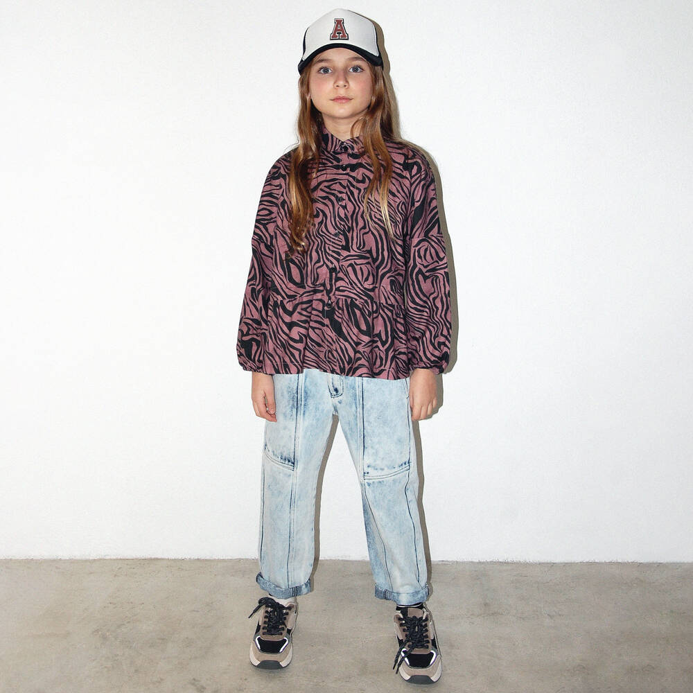 أندورين-Girls Pink Animal Stripe Blouse | Childrensalon Outlet