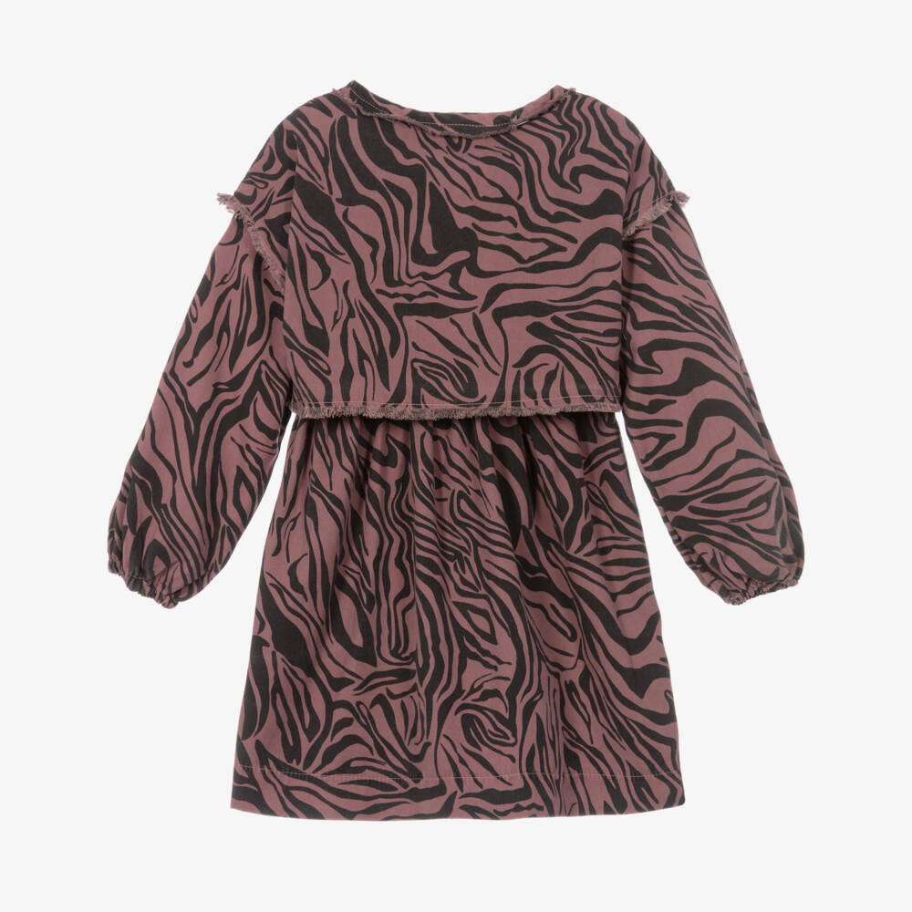 Andorine-Girls Pink Animal Stripe Dress | Childrensalon Outlet