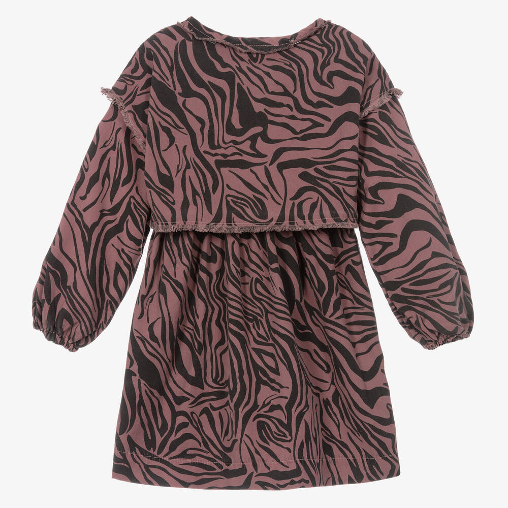 Andorine-Girls Pink Animal Stripe Dress | Childrensalon Outlet