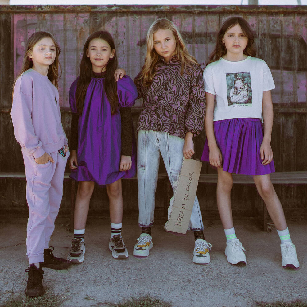 Andorine-Girls Purple Pleated Skirt | Childrensalon Outlet