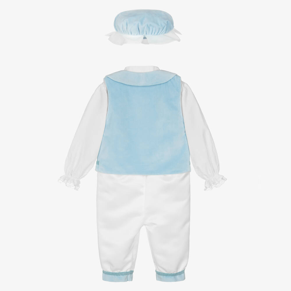 Andreeatex-Boys Blue Velvet & Satin Suit | Childrensalon Outlet