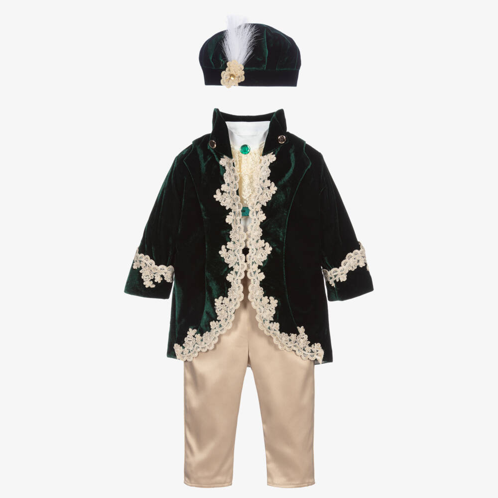 Andreeatex-بدلة أطفال ولادي ساتان و مخمل لون أخضر زمردى | Childrensalon Outlet