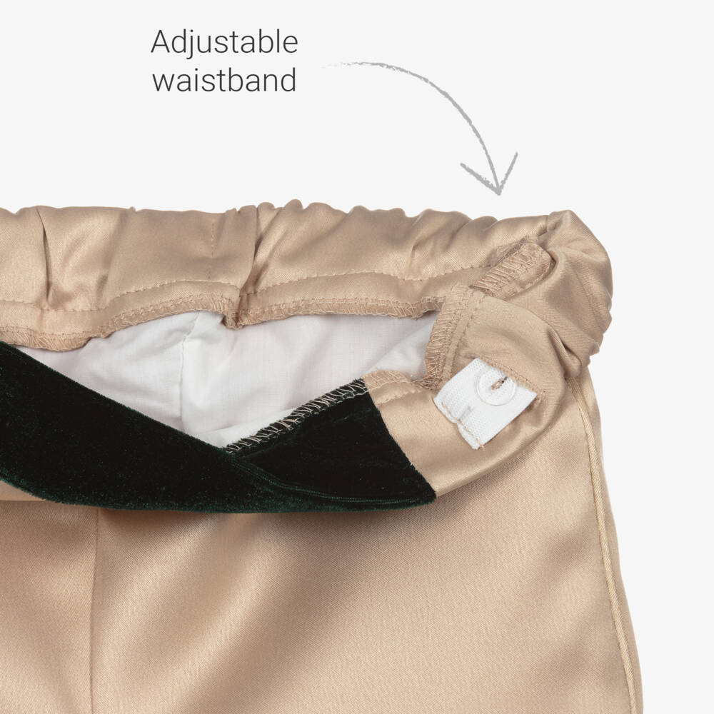 Andreeatex-Boys Green Velvet & Satin Ensemble | Childrensalon Outlet