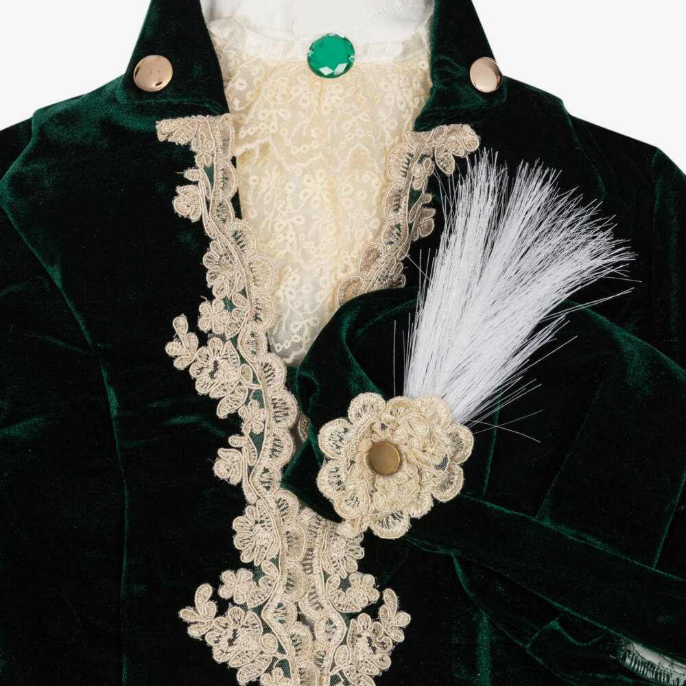 Andreeatex-Boys Green Velvet & Satin Ensemble | Childrensalon Outlet
