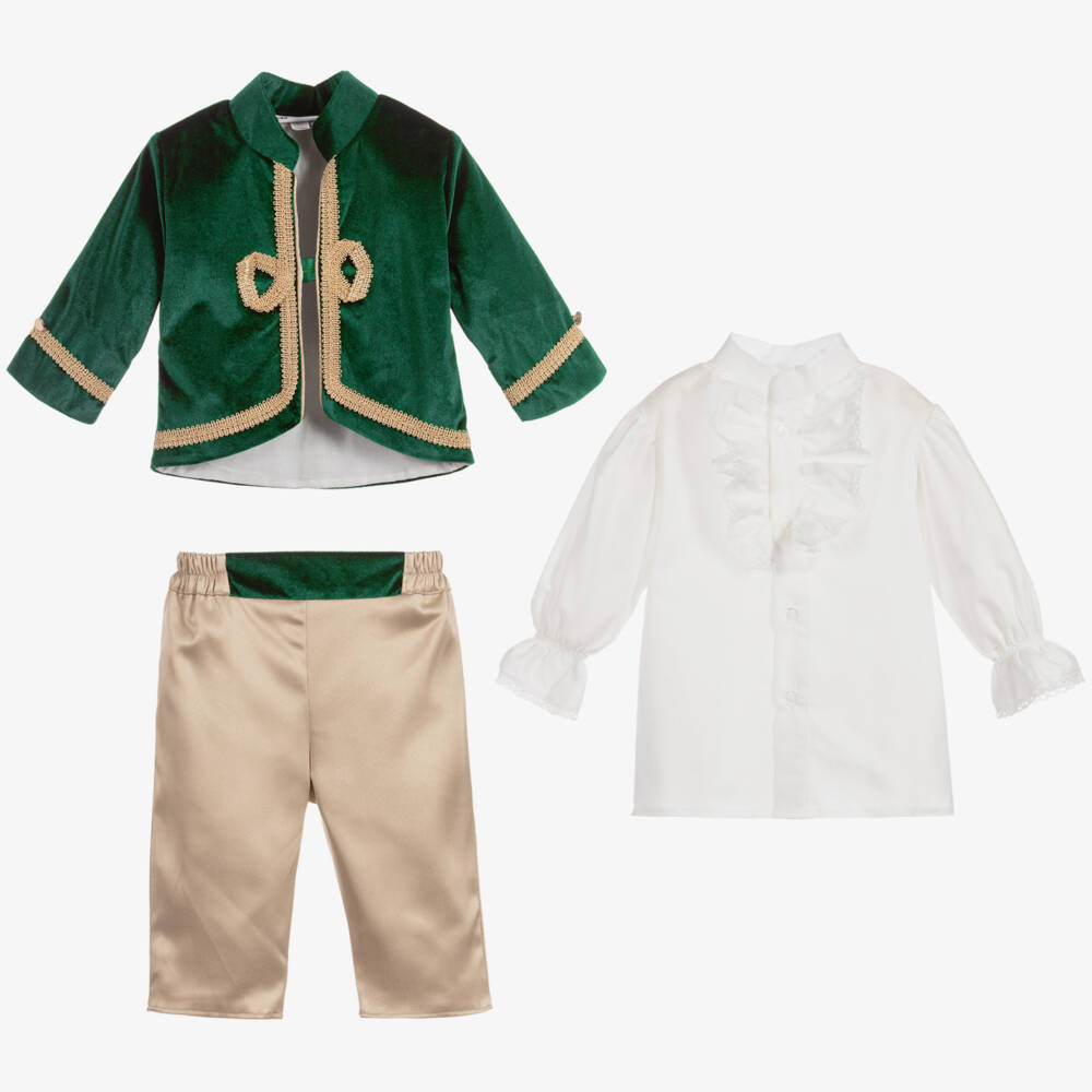 Andreeatex-Boys Green Velvet Suit | Childrensalon Outlet