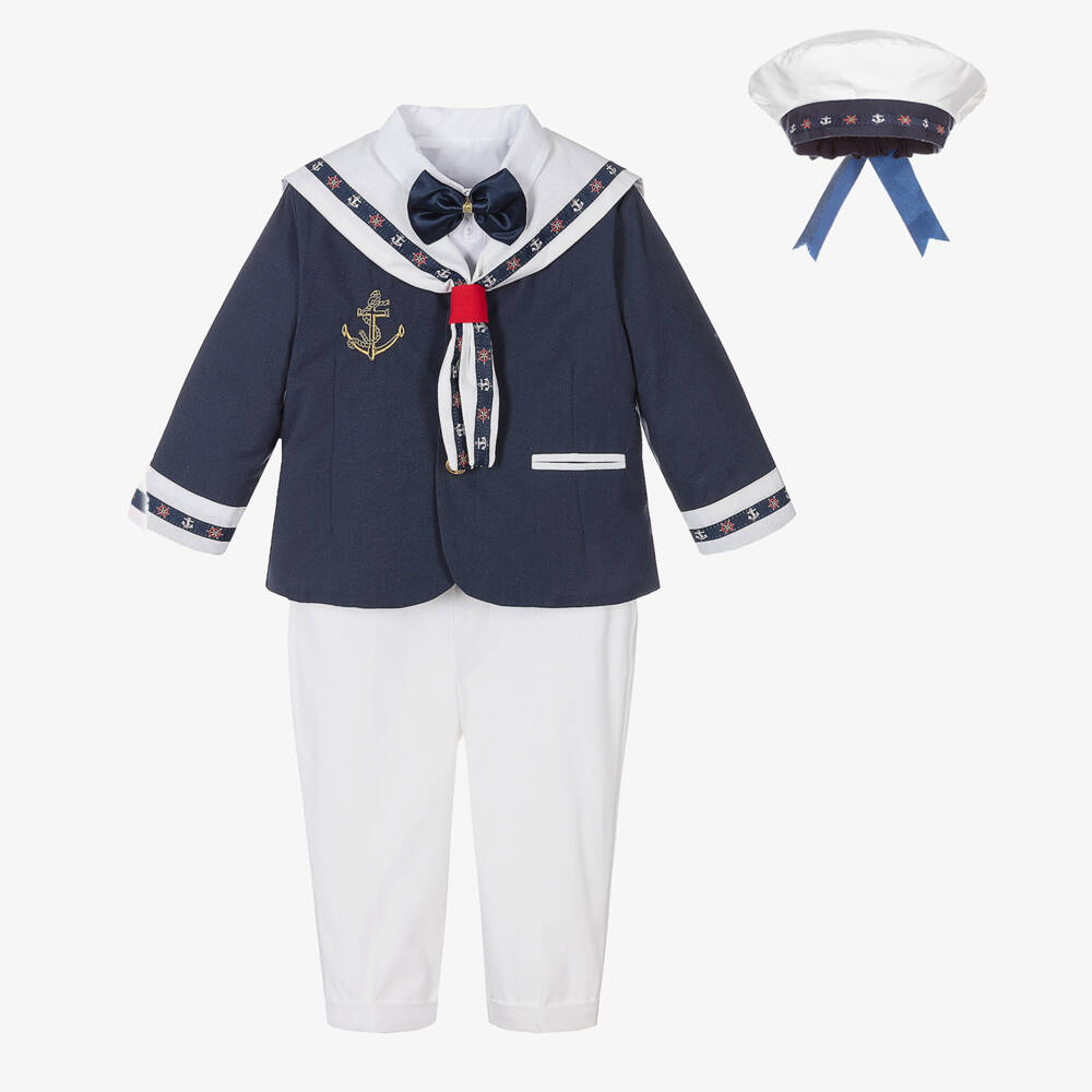 Andreeatex-Boys Nautical Navy Linen Ensemble | Childrensalon Outlet