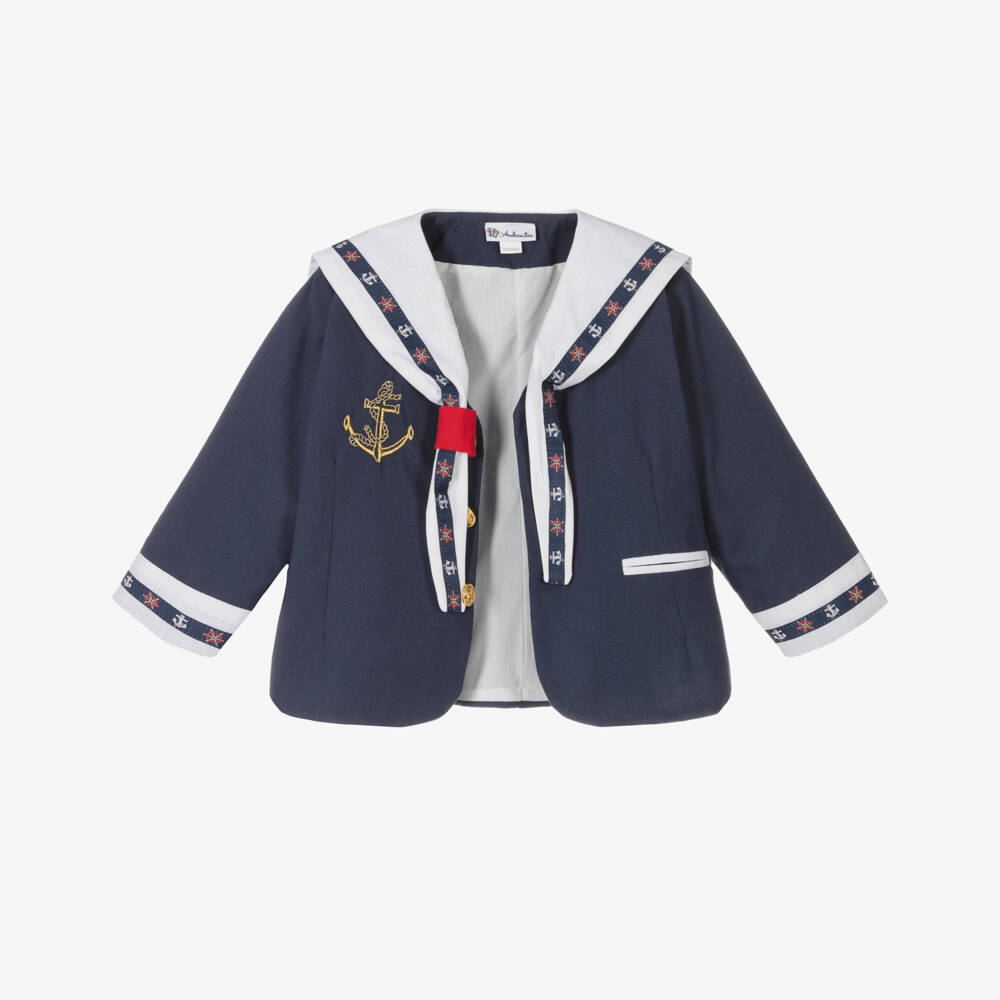 Andreeatex-Boys Nautical Navy Linen Ensemble | Childrensalon Outlet