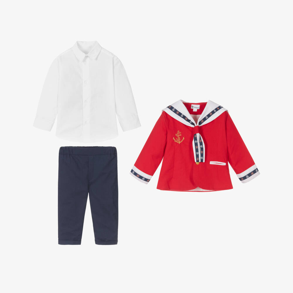 Andreeatex-Boys Nautical Red Sailor Ensemble | Childrensalon Outlet