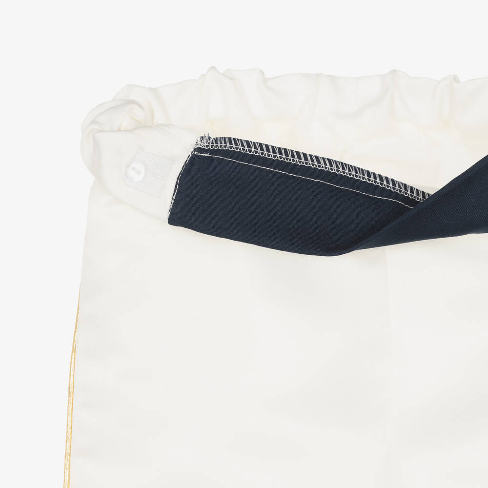 Andreeatex-Boys Navy Blue Cotton & Satin Suit | Childrensalon Outlet