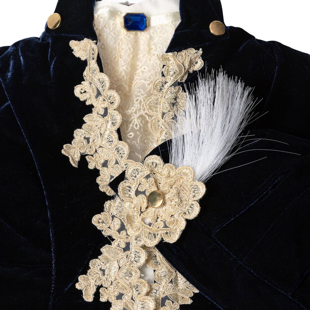 Andreeatex-Boys Navy Blue Velvet & Satin Suit | Childrensalon Outlet