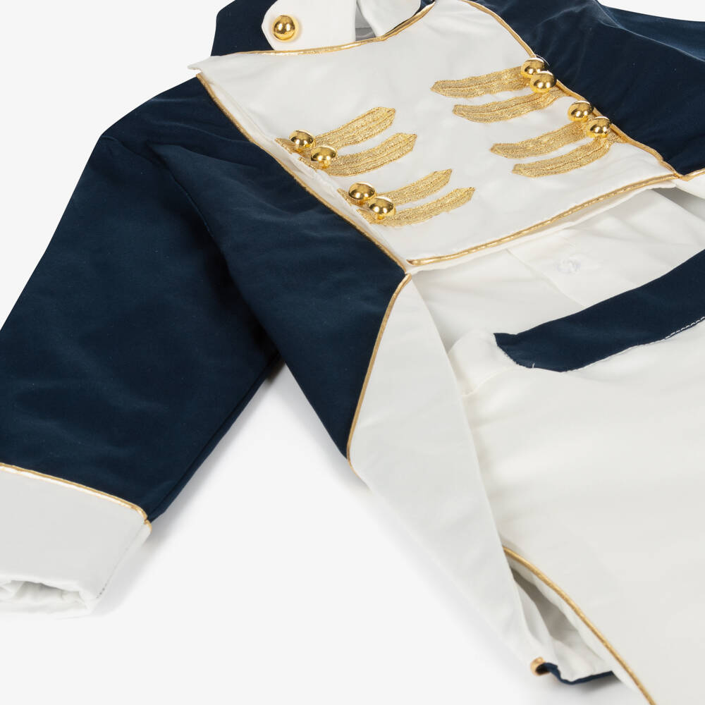 Andreeatex-Boys Navy Cotton Satin Ensemble | Childrensalon Outlet