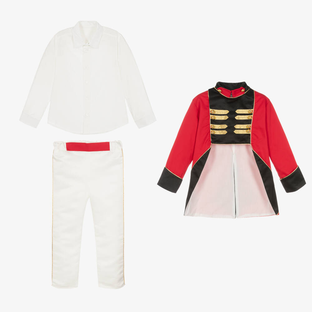 Andreeatex-Boys Red Cotton Satin Ensemble | Childrensalon Outlet